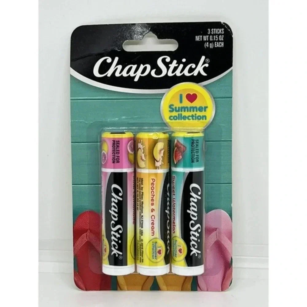 Chapstick 3 Count Watermelon Lemonade Peach I Love Summer Limited Collection New